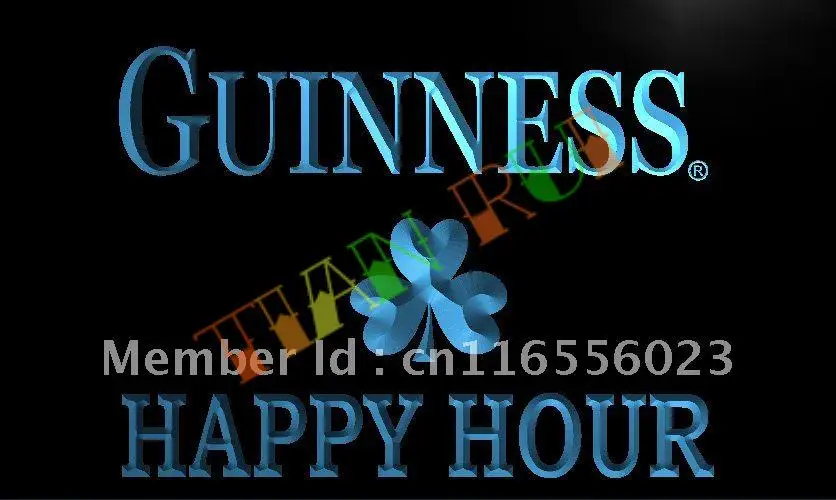 

LA622- Guinness Shamrock Happy Hour Bar LED Neon Light Sign