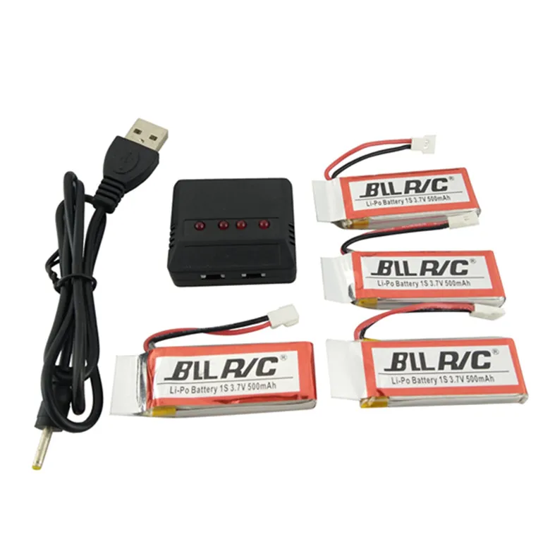 Bllrc Дрон Батарея набор 4x3 7 V 500 mAh LiPo + 1 до 4 баланс Зарядное устройство для Hubsan H107L H107C