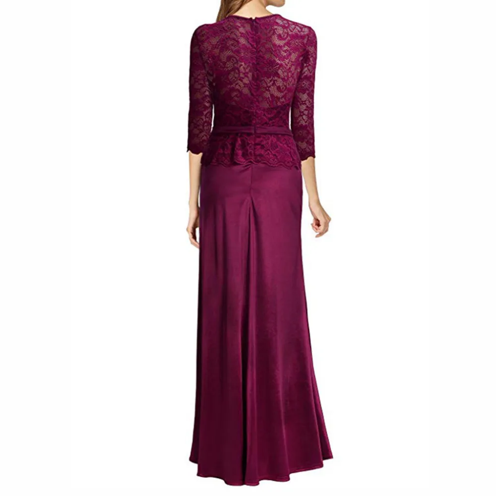 Женское кружевное платье-макси в стиле ретро с цветочным принтом рукавом 2/3