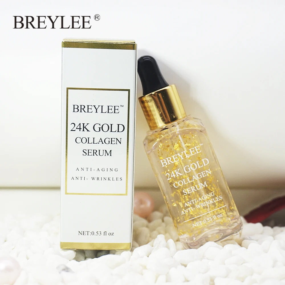 

BREYLEE 24k Gold Serum Collagen Essence Anti-aging Anti-wrinkles Face Skin Care Lift Firming Whitening Moisturizing Liquid 10PCS