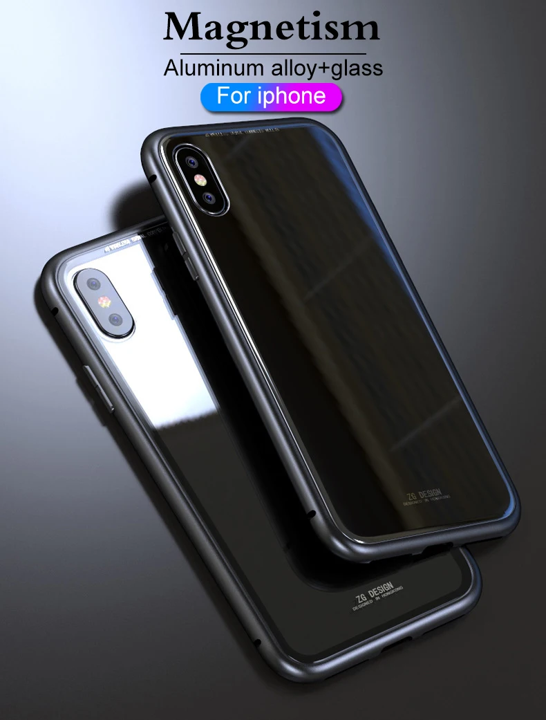 Для iphone X стеклянный чехол для iphone 7 8 Plus X чехол Роскошный противоударный Магнитный бампер чехол для iphone 7 6 8 прозрачный 360