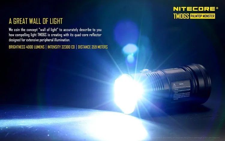 Nitecore TM06S CREE XM-L2 U3 светодиодный 4000 LMS светодиодный фонарик Водонепроницаемый светодиодный фонарь для Шестерни на открытом воздухе/Поиск Кемпинг