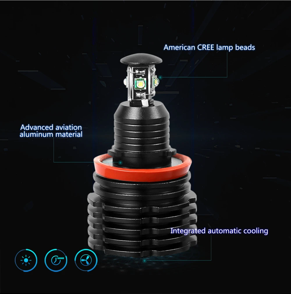 Koomtoom E92 H8 Multi Цвет Ангельские глазки 40 Вт 12 В светодио дный проектор фары лампы 360