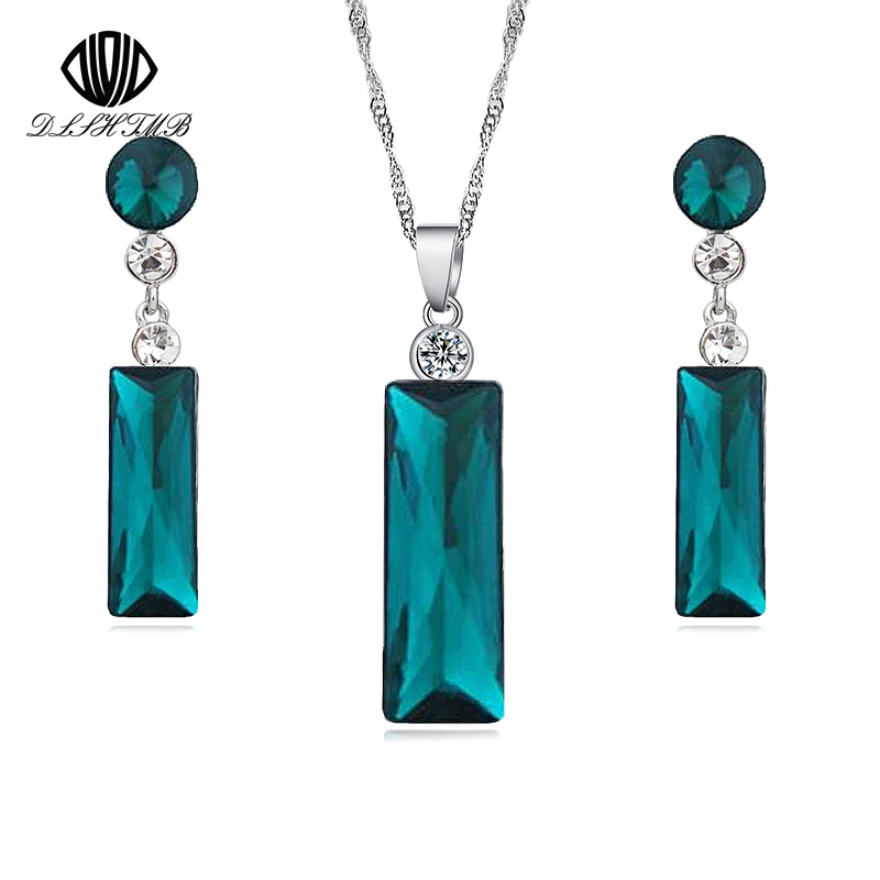 Новинка 2017 ювелирный набор с кристаллами модные длинные серьги-капли и ожерелье