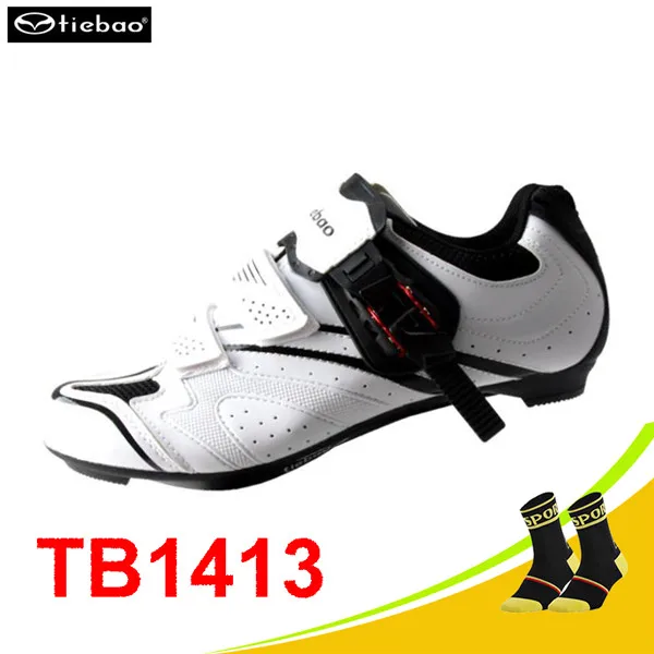 1413 W with socks Tiebao/Обувь для велоспорта; Мужская обувь для шоссейного велосипеда; sapatilha ciclismo; спортивная обувь для шоссейного велосипеда; bicicleta sapato ciclismo; кроссовки - Цвет: 1413 W with socks