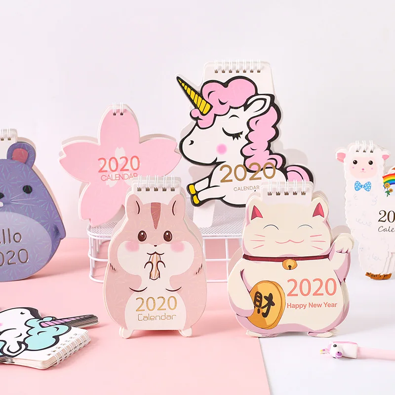 

Year 2020 Unicorn Alpaca Hamster Desktop Paper Calendar Daily Scheduler Table Planner Yearly Agenda Organizer