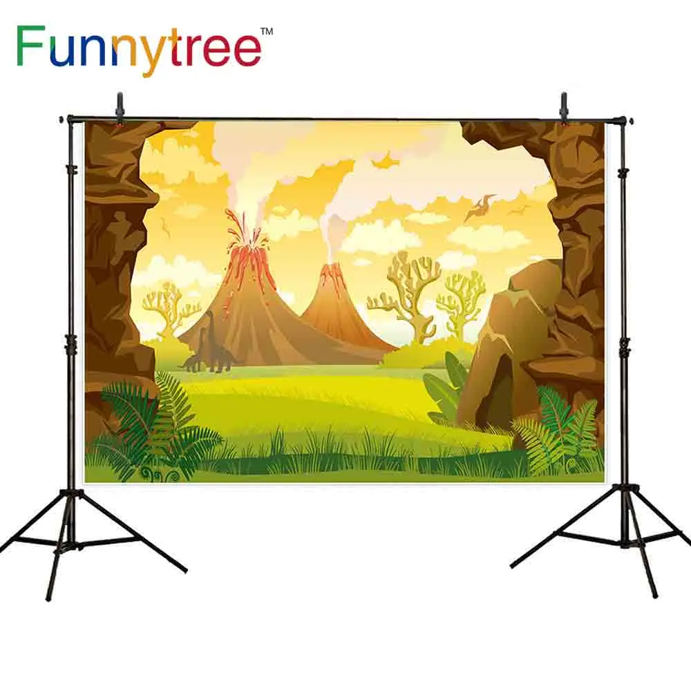 Фотофон Funnytree с изображением пейзажа вулкана дыма рок динозавра природы