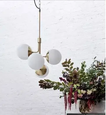 Nordic post-modern molecular spherical chandelier designer fashion personality golden restaurant bar model room | Лампы и освещение