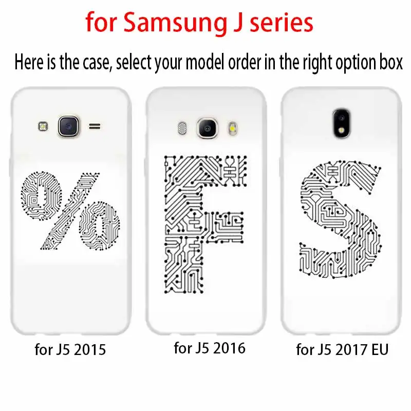 Черно белая печатная плата с иллюстрацией шрифтов для чехла телефона Samsung Galaxy j6 J8