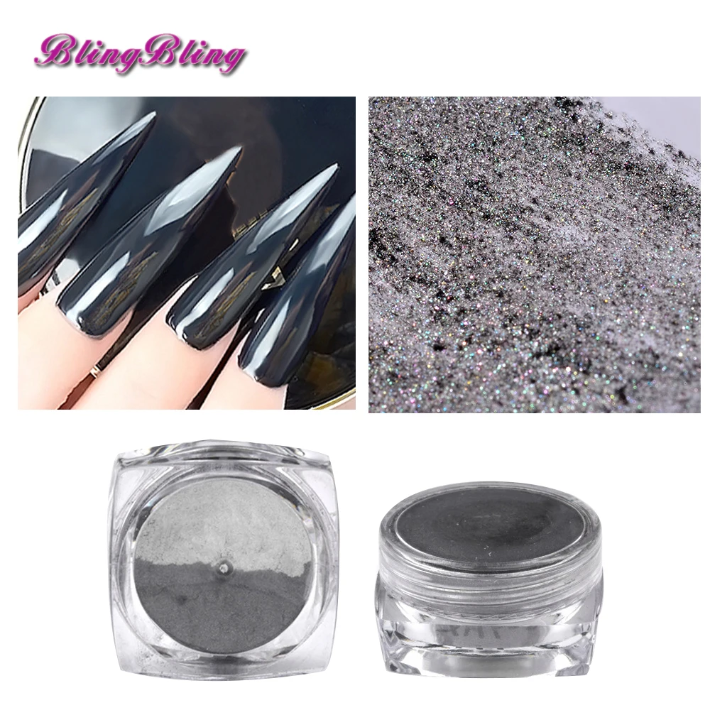 Blingbling 1 г черный зеркальный блеск порошок Ослепительная блестящие для дизайна