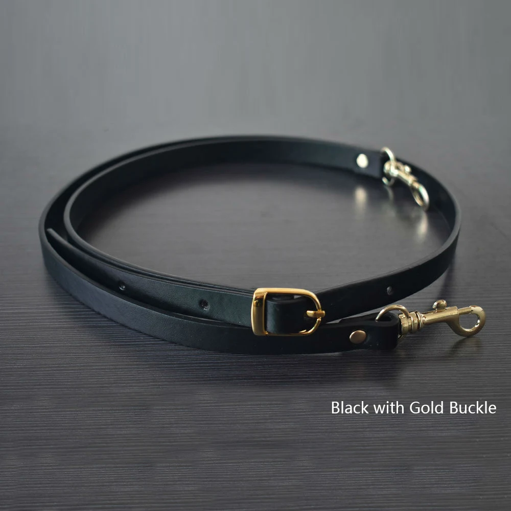 

135CM Adjustable Leather Strap Handbag Shoulder Bag Belts Handmade Replacement Gold Buckle Bag Parts Accessories Black