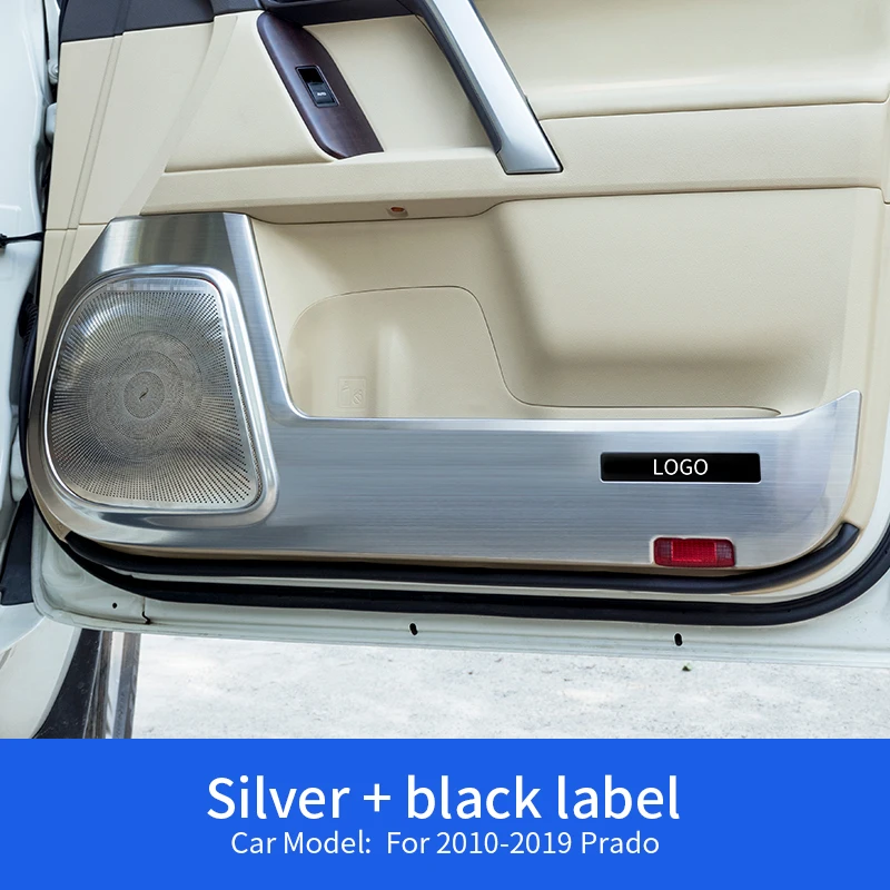 A Silver Для Toyota land Cruiser LC200 Prado LC150 2010-18- защита из нержавеющей стали боковая защита края анти-удар двери коврики крышка - Название цвета: A Silver