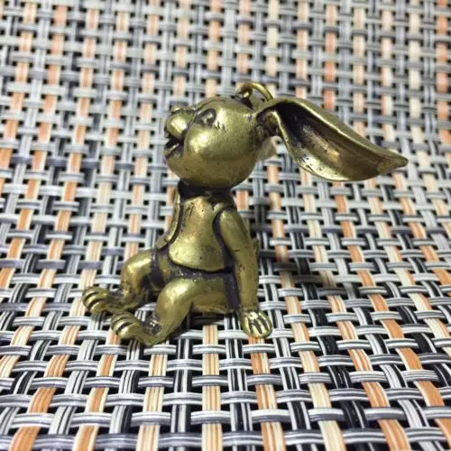 Collectable Chinese Silver Copper Handwork Carved Animal Big Ears Bugs Bunny Exquisite Small Pendant Statues | Дом и сад
