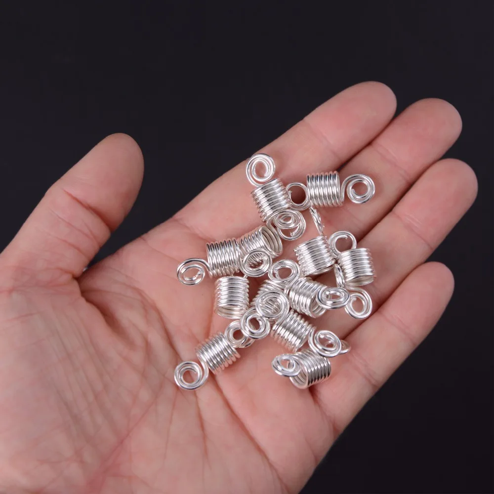 Gold and Silver metal spring tube 7 ring dreadlock beads for braids hair beads for dreadlocks adjustable hair braid cuff clips