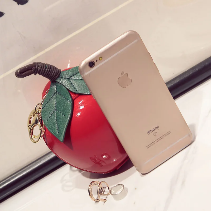 New Personality Green Apple Coin Purse Red Shape Key Chain Pendant Women Bag Purses | Багаж и сумки