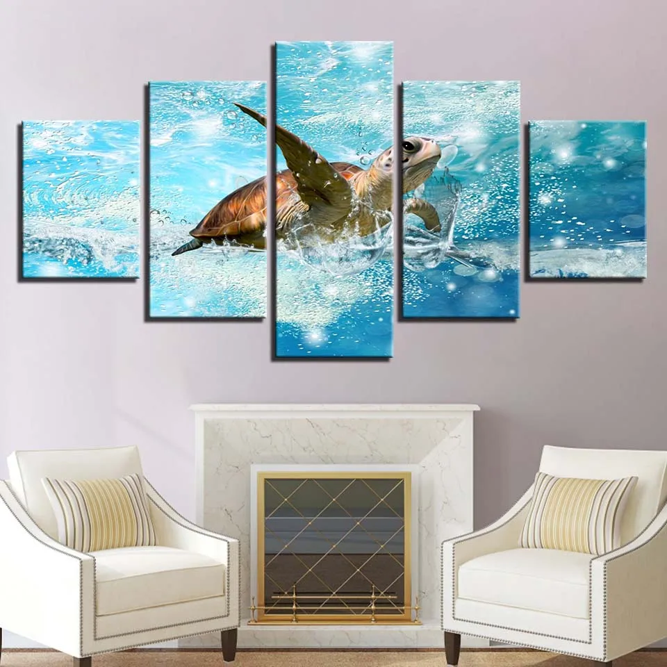 Холст HD принты Картины Wall Art Рамки домашний Декор 5 шт. животное морская черепаха