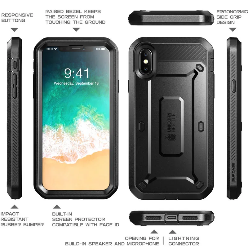 SUP чехол для iPhone Xs чехол UB Pro Серия полный корпус прочная кобура клип крышка со встроенной защитой экрана для iPhone X чехол