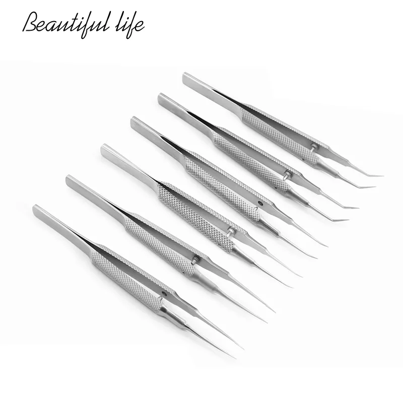 11 см нержавеющая сталь круглая ручка микропинцет фтальмологические инструменты