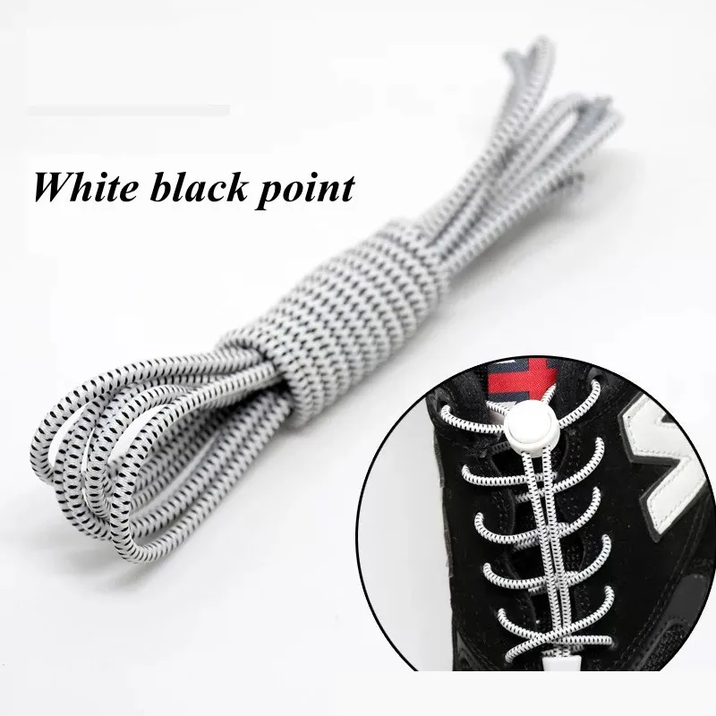 White black point 1 пара растягивающийся замок кружева 23 цвета без галстука фиксирующий башмак шнурки эластичные шнурки для кроссовок шнурки для бега/триатлона - Цвет: White black point