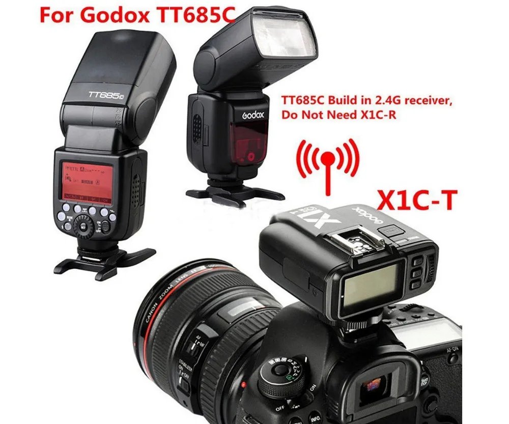 Godox X1C ttl 2 4G Беспроводной передатчик + приемник-2 шт.) триггера для вспышки Canon D800 D3X D3