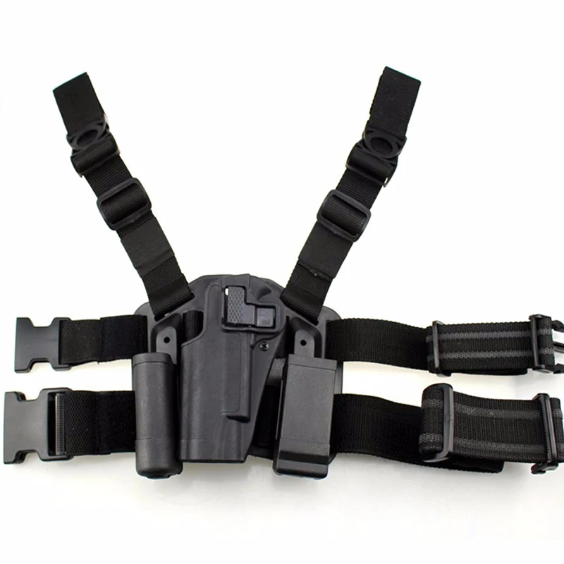 

Tactical Colt 1911 Drop Leg Holster w/ Magazine Pouch Left Hand Army Combat Military Gun Airsoft Air Gun Thigh Holster