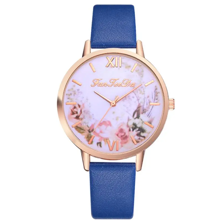 blue Горячая распродажа Женские часы relogio feminino FanFeeDa Женские повседневные Модные кварцевые часы с ремешком наручные часы reloj mujer montre - Цвет: blue