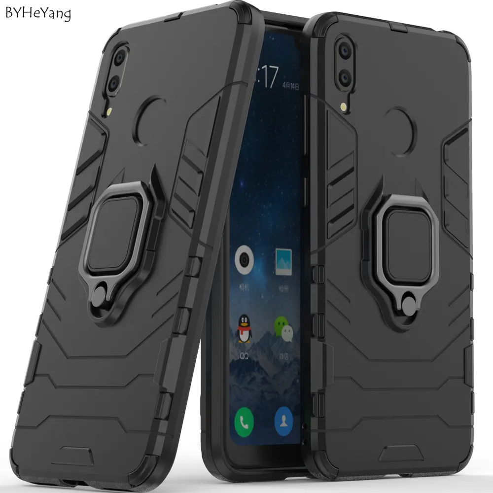 Для huawei Y7 чехол Y7() противоударный металлический палец кольцо держатель стенд гибридный жесткий чехол TPU бампер для huawei Y 7 сумки