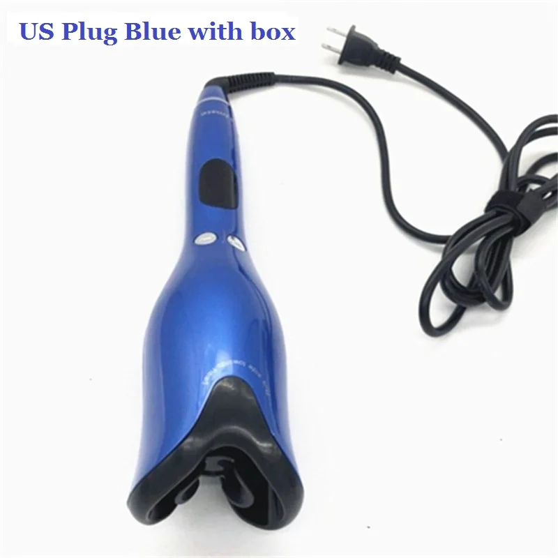 US blue with box Новейшая Автоматическая Плойка для завивки воздуха, палочка для завивки волос, 1 дюйм, вращающаяся Волшебная Плойка для завивки волос, инструменты для салона, титановые Автоматические щипцы для завивки волос - Цвет: US blue with box