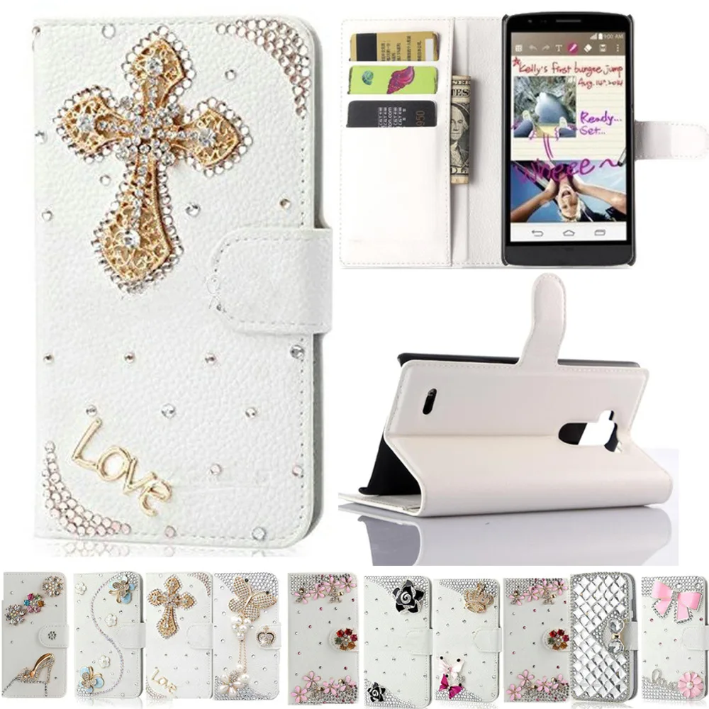 Bling Wallet Case For LG K8 2017/Aristo/LV3 V3 MS210(US version) Litchi pattern Jewelled Rhinestones Flip Phone Cover Shell Skin | Мобильные