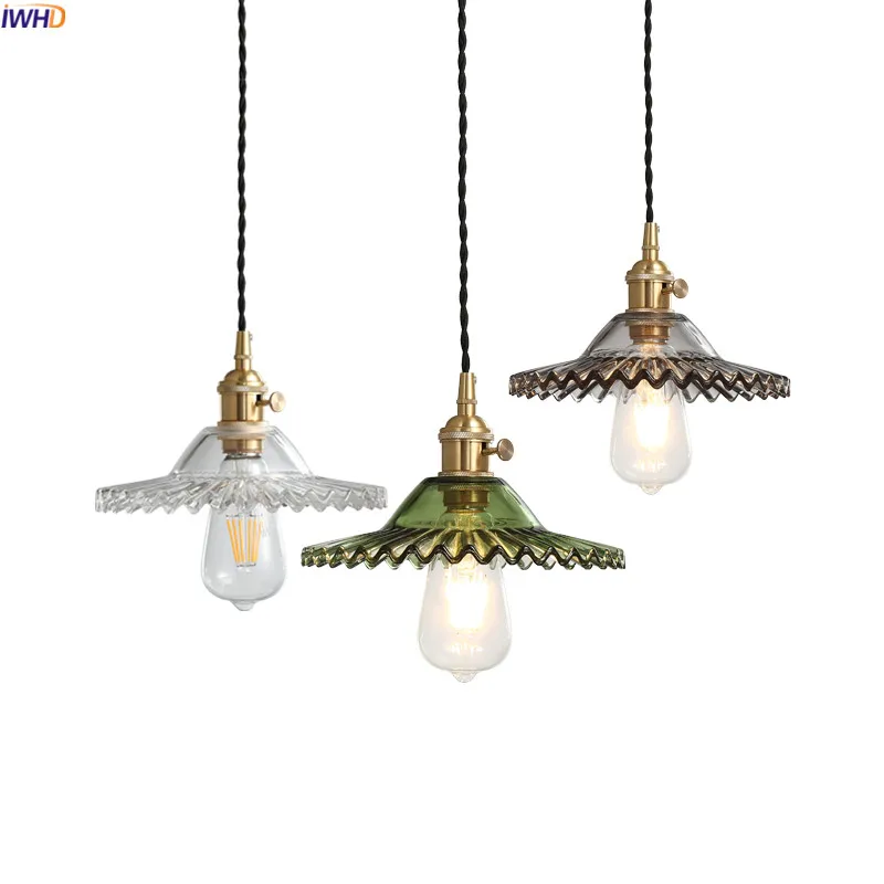 IWHD скандинавский медный стеклянный светодиодный подвесной светильник