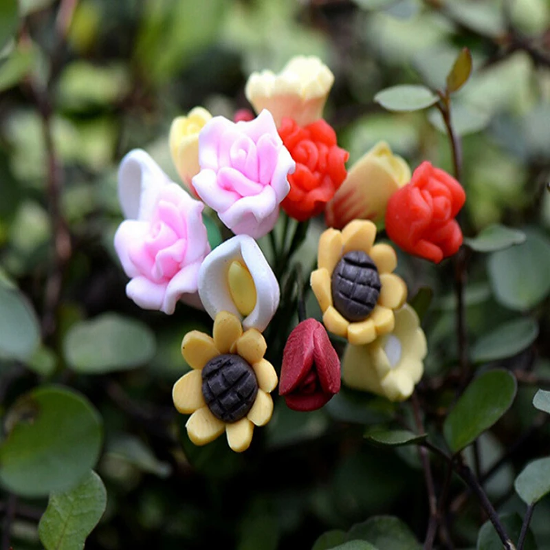 5 шт./компл. мини цветок Миниатюрные аксессуары Подсолнух декор в виде цветка розы