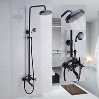 wall mounted oil rubbed bronze rainfall bathroom shower faucet set bathtub spout mixer tap double handles shower kd220