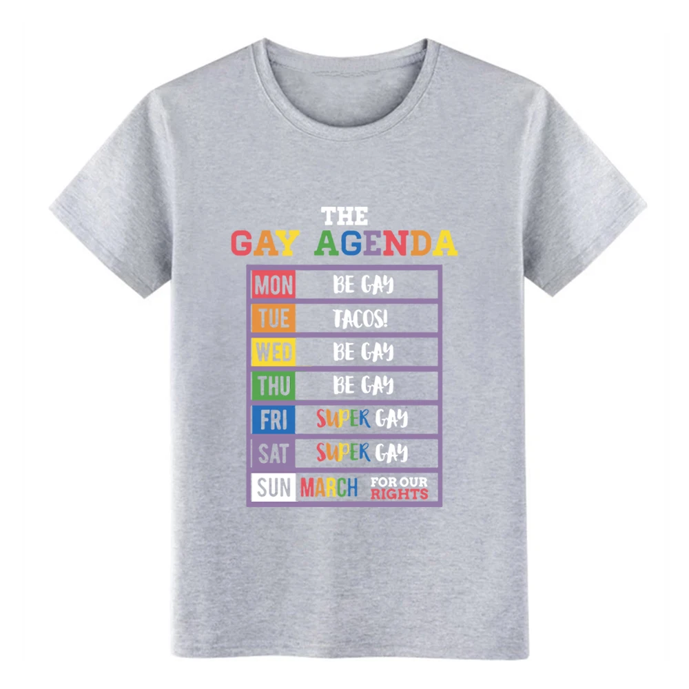 Мужская футболка с короткими рукавами и принтом gay agenda mon be tue tacos wed thu S-3xl | одежда
