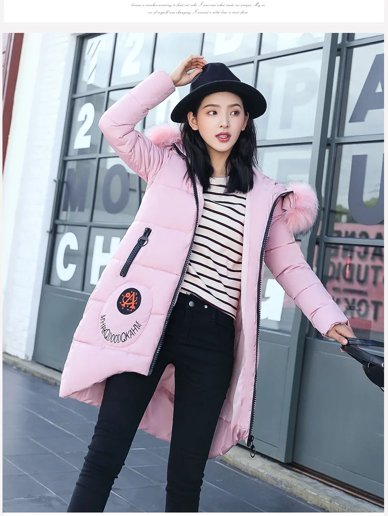 2017 Зимние новые женские парки с капюшоном большой меховой воротник свободные