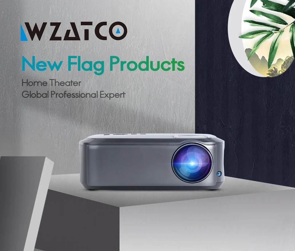 WZATCO T58 Android 9,0 проводной синхронизация Дисплей для Iphone Full HD светодиодный проектор 1920*1080p портативный видеопроектор для домашнего кинотеатра