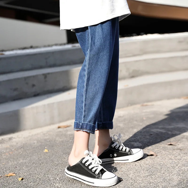 Коллекция 2019 года джинсы для детей свободные джинсовые штаны девочек весенние