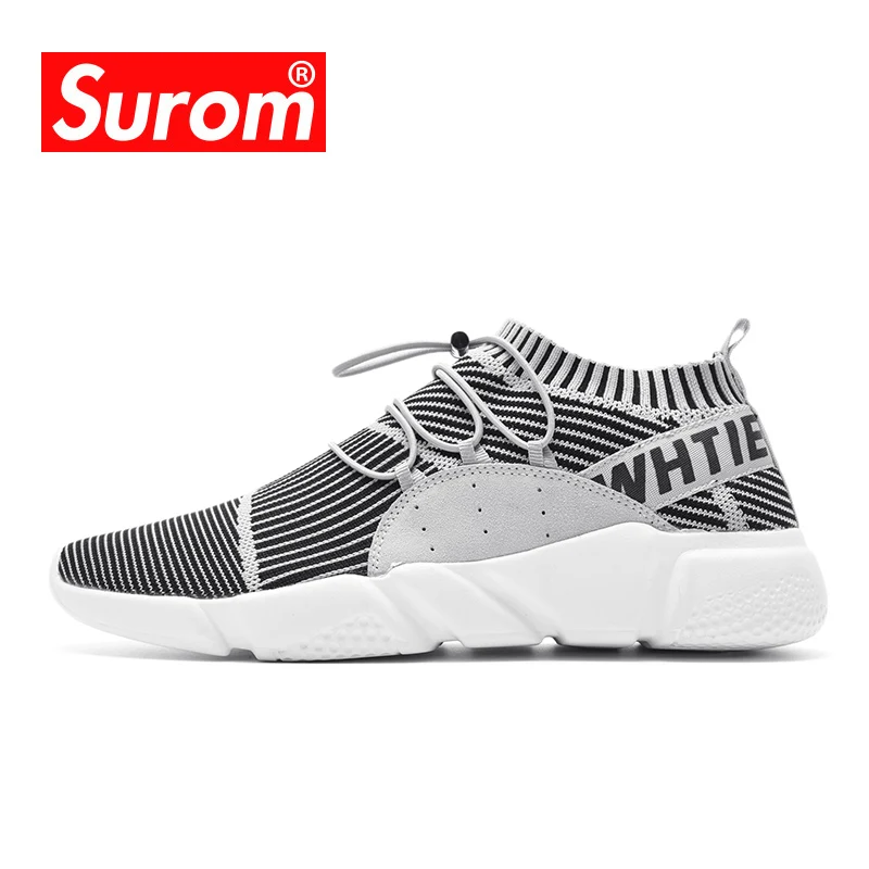 SUROM брендовые кроссовки мужские летние для бега красные спортивные ткацкие