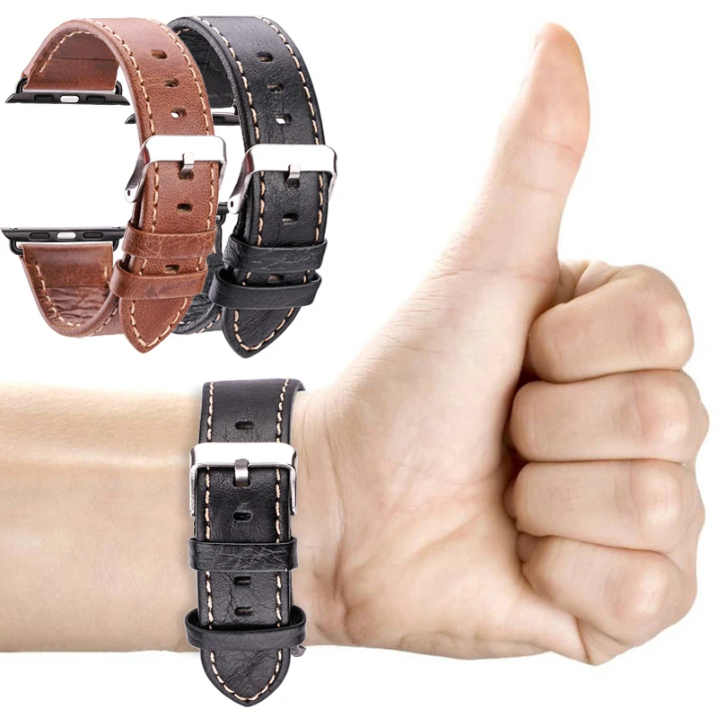 Мягкие Тонкие Ремешки для наручных часов из натуральной кожи Apple Watch Series 4 3 2 1