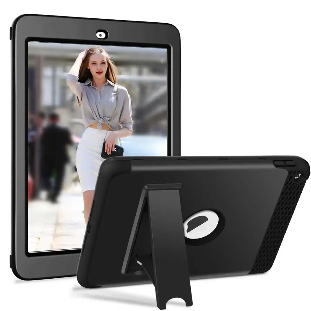 black Для iPad 9,7 / чехол сверхмощный высокая ударопрочность Прочный Гибридный трехслойный полный корпус защитный чехол для iPad 9,7 - Цвет: black
