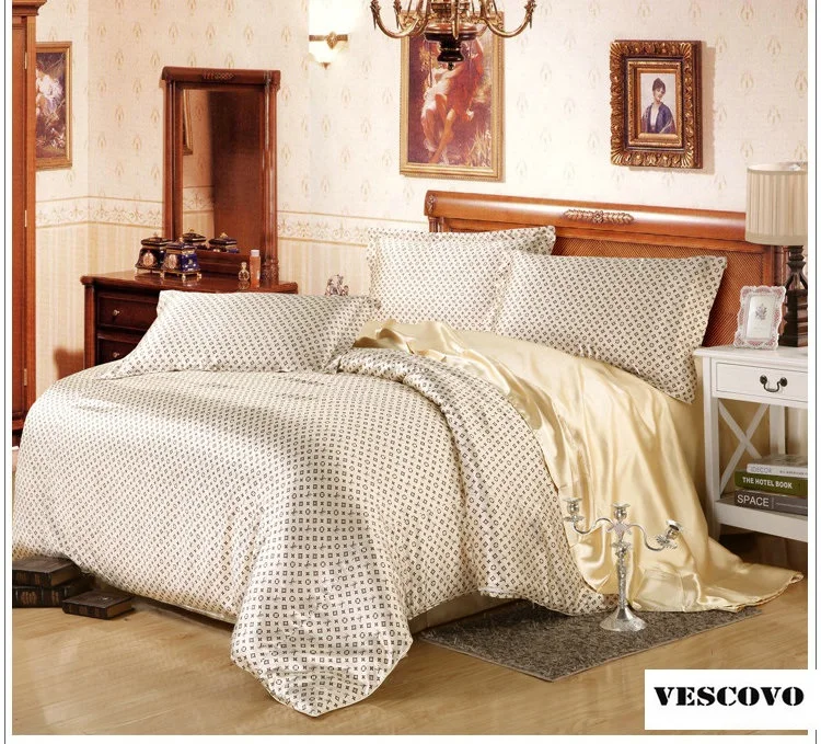 Известный бренд дизайнер китайского шелка пятно постельных принадлежностей Queen