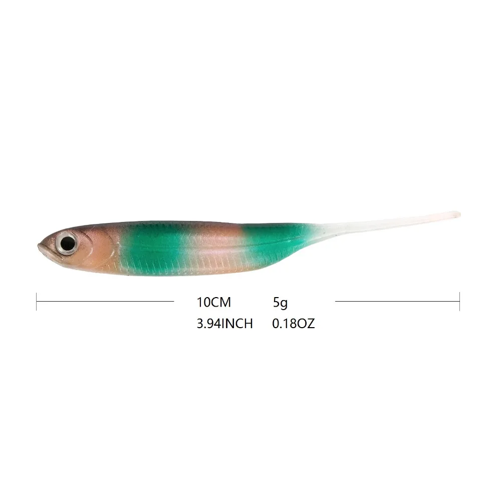 

6pcs SF Soft Lures Fishing Baits Needle tail Aluminum Embedded Trout Shad Bait