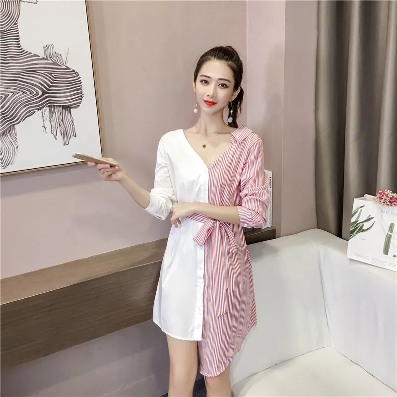 Женское Хлопковое платье Trytree повседневное асимметричное трапеция розового и