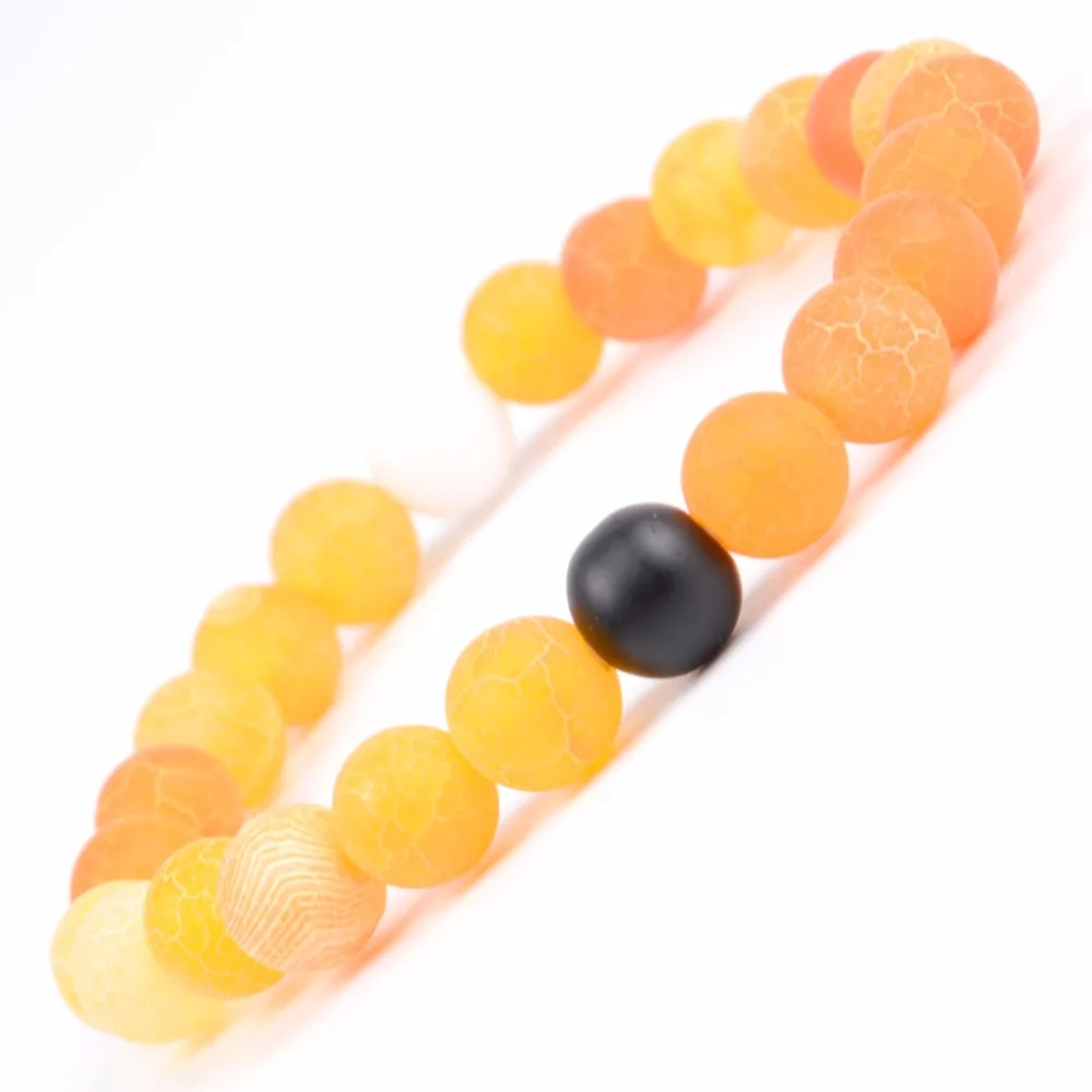 Модный мужской браслет из натурального оранжевого агата браслеты Yingyang с