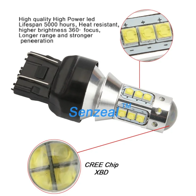 2 шт. T20 7443 светодиодный 80 Вт 16SMD CREE чип Автомобильные светодиодные лампы задние