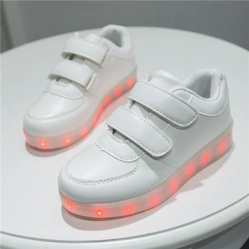 TXG02 Kid white 7 ipupas; детская светящаяся обувь для мальчиков и девочек; спортивная обувь для бега; Детские светящиеся кроссовки; модные кроссовки для маленьких детей; светодиодный кроссовки - Цвет: TXG02 Kid white