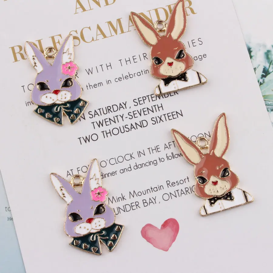 10Pcs/lot Kawaii Cartoon Rabbit Zinc alloy Pendant Character Free Shipping Necklace Charms Fashion Jewelry DIY | Украшения и