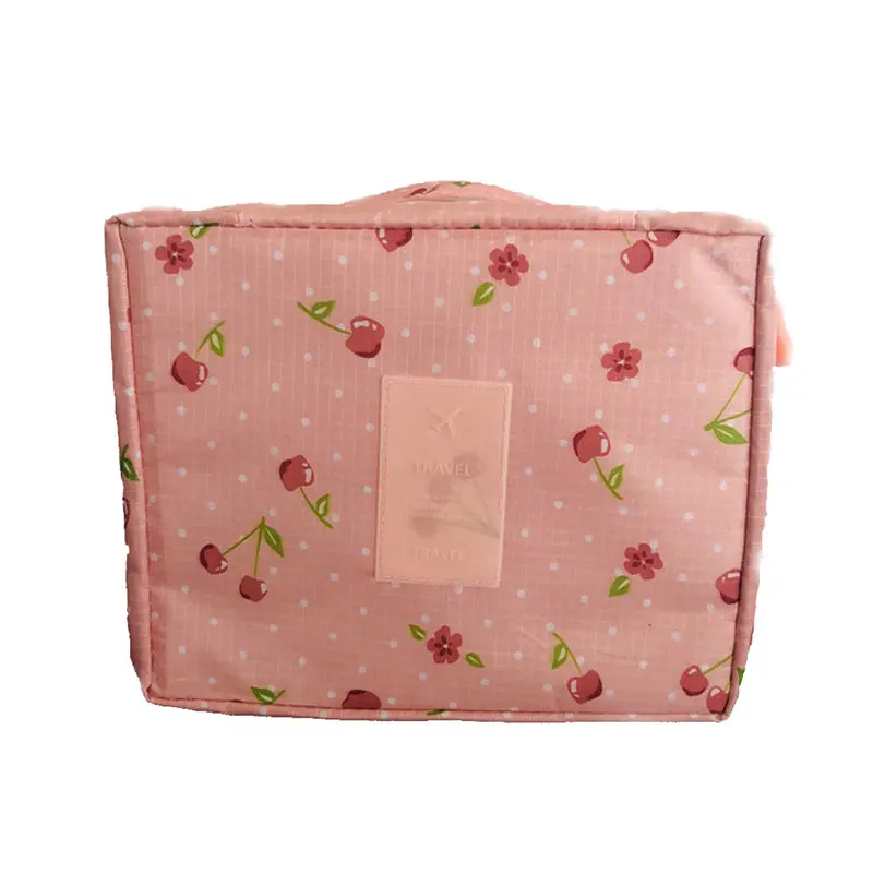 cherry pink Новая большая косметичка на молнии для путешествий, Кисть для макияжа, пустой органайзер, сумка, Карманный держатель, комплект, водонепроницаемый Оксфорд, макияж, чехол для инструментов - Handle Color: cherry pink
