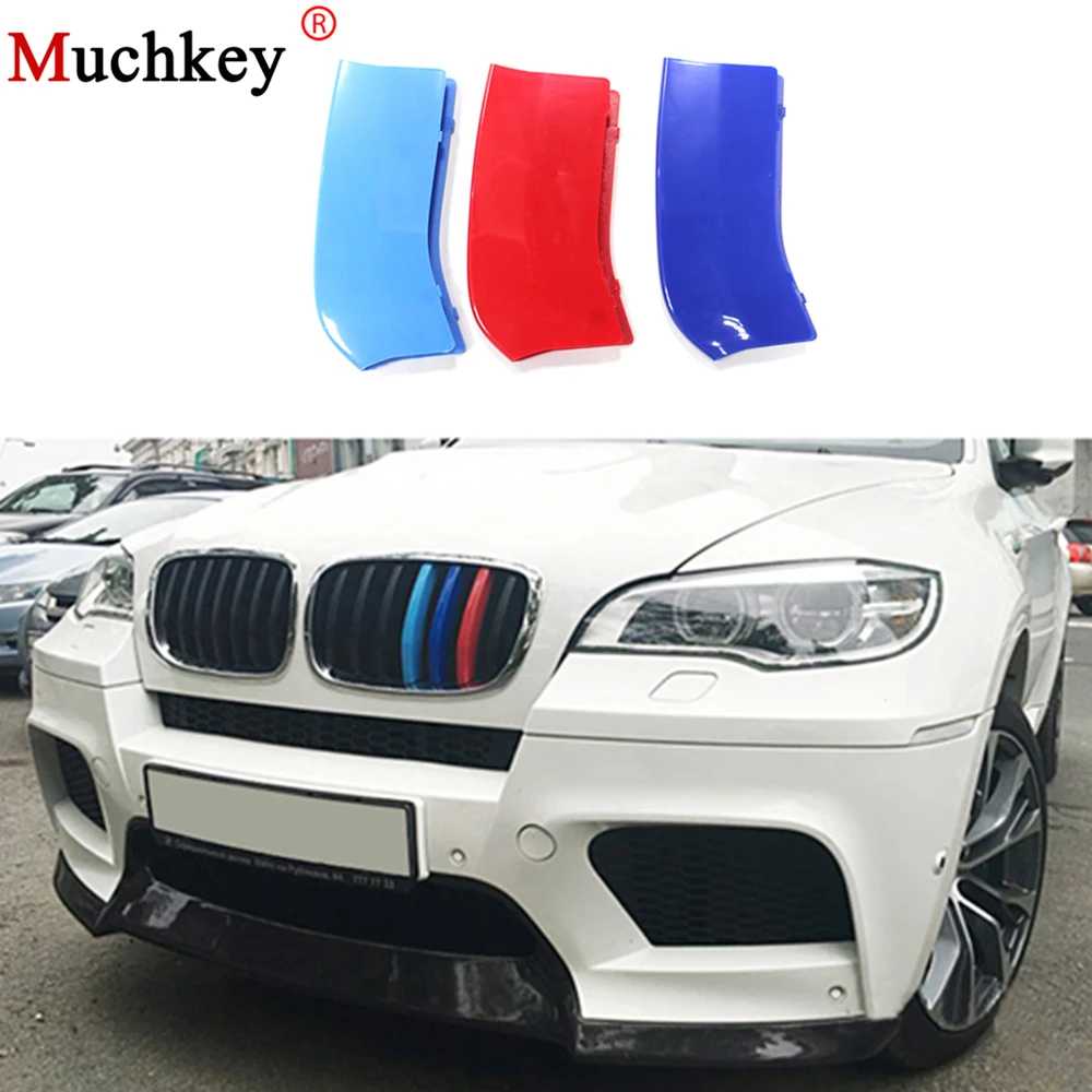 

3D M Styling Car Front Grille Trim Strips Grills Cover Performance Stickers For BMW X5 X6 E71 E72 2014 2015 2016 2017 7 Grilles