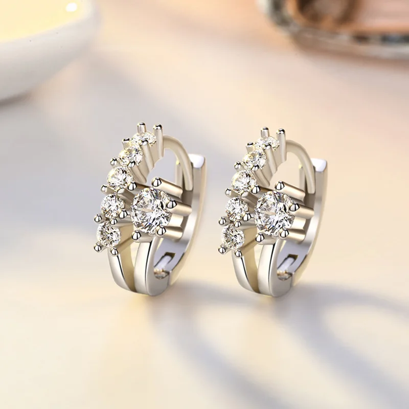 JYouHF 2020 Small Shiny Cubic Zirconia Earrings for Girls Beautiful White Gold Plated Crystal Hoop Fashion Jewelry Gift | Украшения и