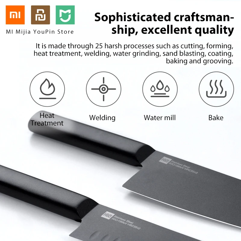 Оригинальный кухонный антипригарный нож Xiaomi Mijia Huohou черный набор ножей из